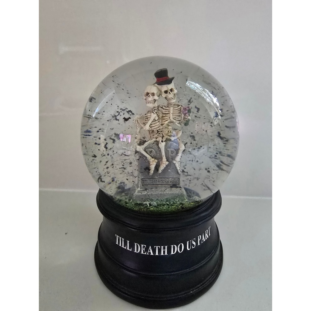 Gothic Skeleton Couple Snow Globe Till Death Do Us Part Halloween Decor Black